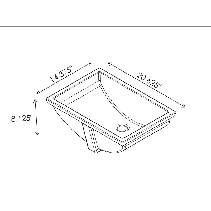 Cantrio Koncepts 14.83'' White Vitreous China Rectangular Undermount